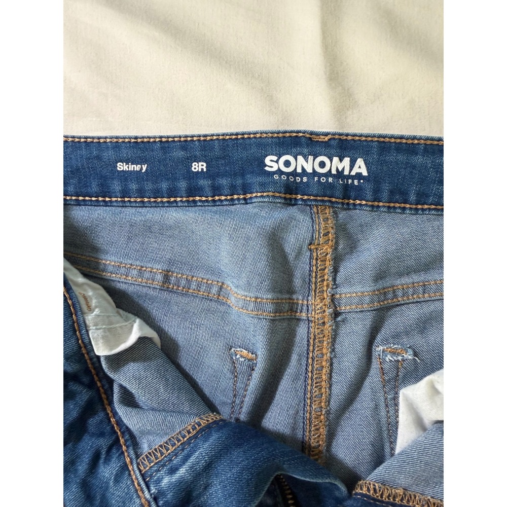 Sonoma Goods For Life Womens Skinny Jeans Medium Wash Distressed Denim 8R - Picture 4 of 8